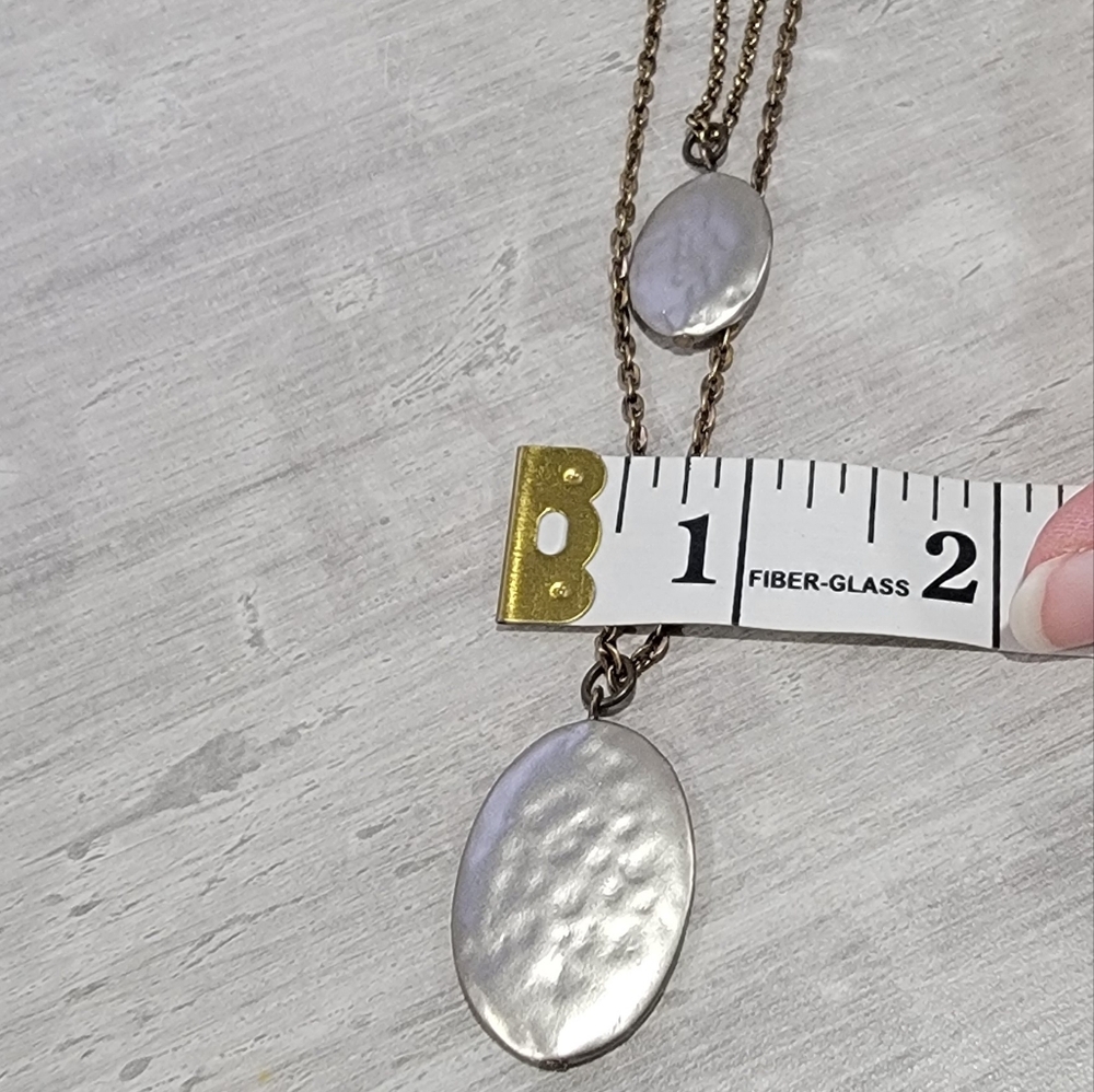 Northern Reflections Long Layered Necklace Oval Hammered Pendants Mixed Metal - Picture 14 of 15